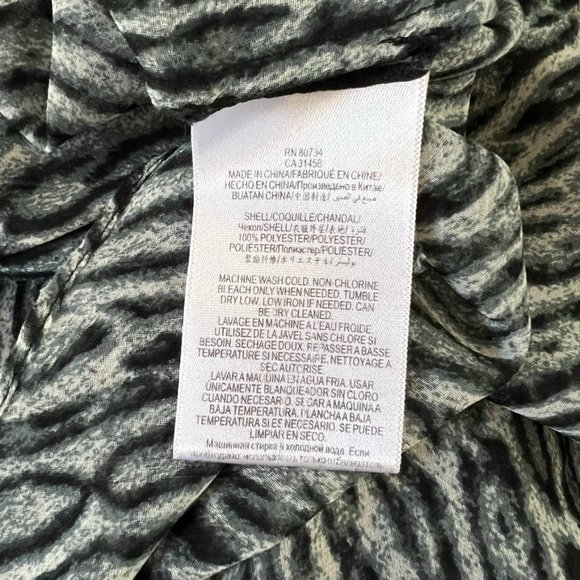 BCBGMaxAzria Sheer Anderson Blouse Cheetah Animal Print Button Up Top S Mob Wife - Picture 5 of 6